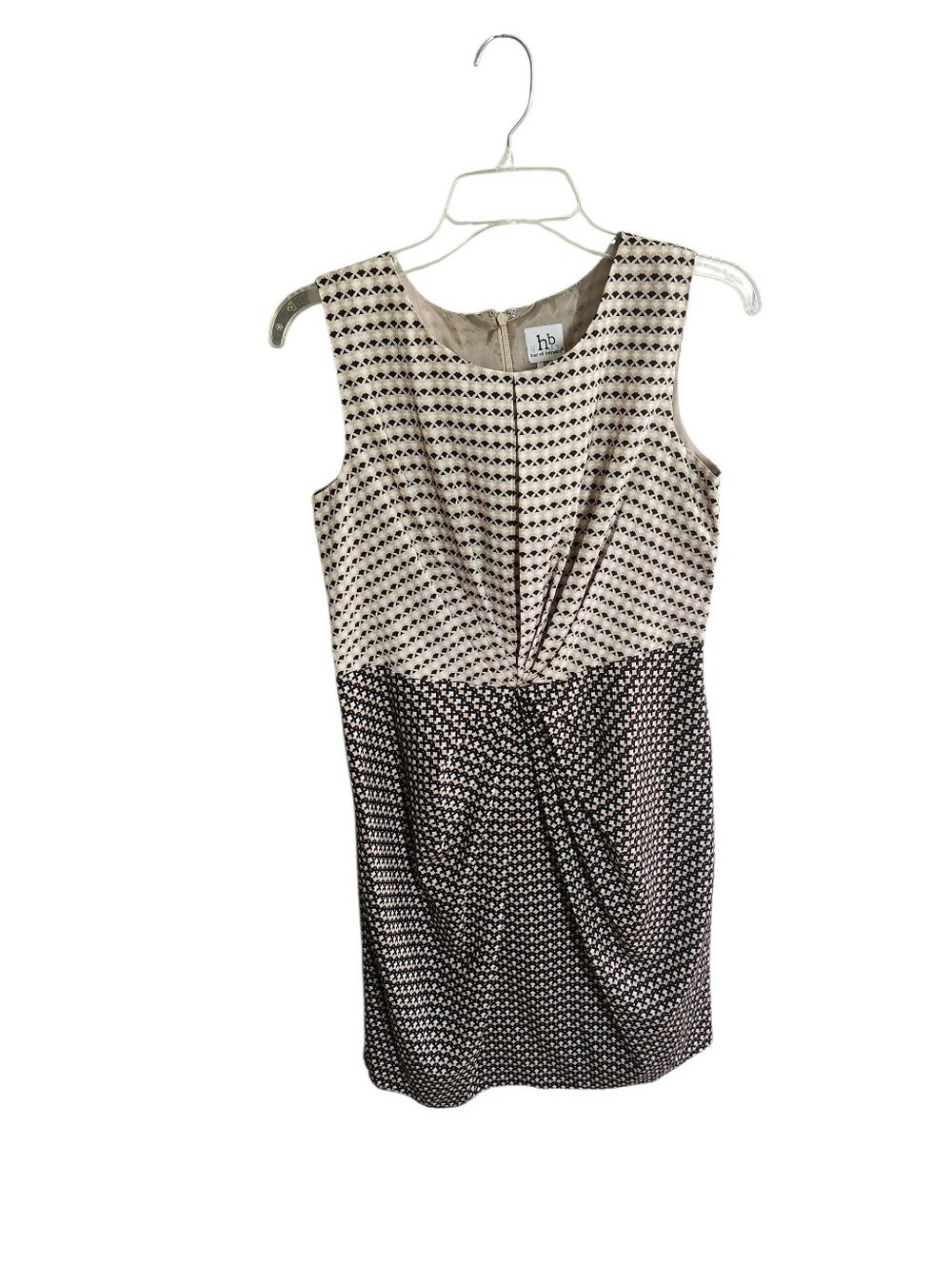 Ladies Harve Bernard Neutral Patterned Sleeveless Sheath Dress - Beige & Black